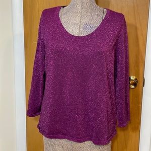 Laura Ashley Womens XL Sparkly Purple Blouse Mid Length Sleeves
